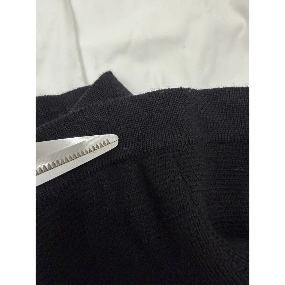 Vintage Palio Wool Skirt Black Knit  Knee Length Zipper Classic Made in Italy M